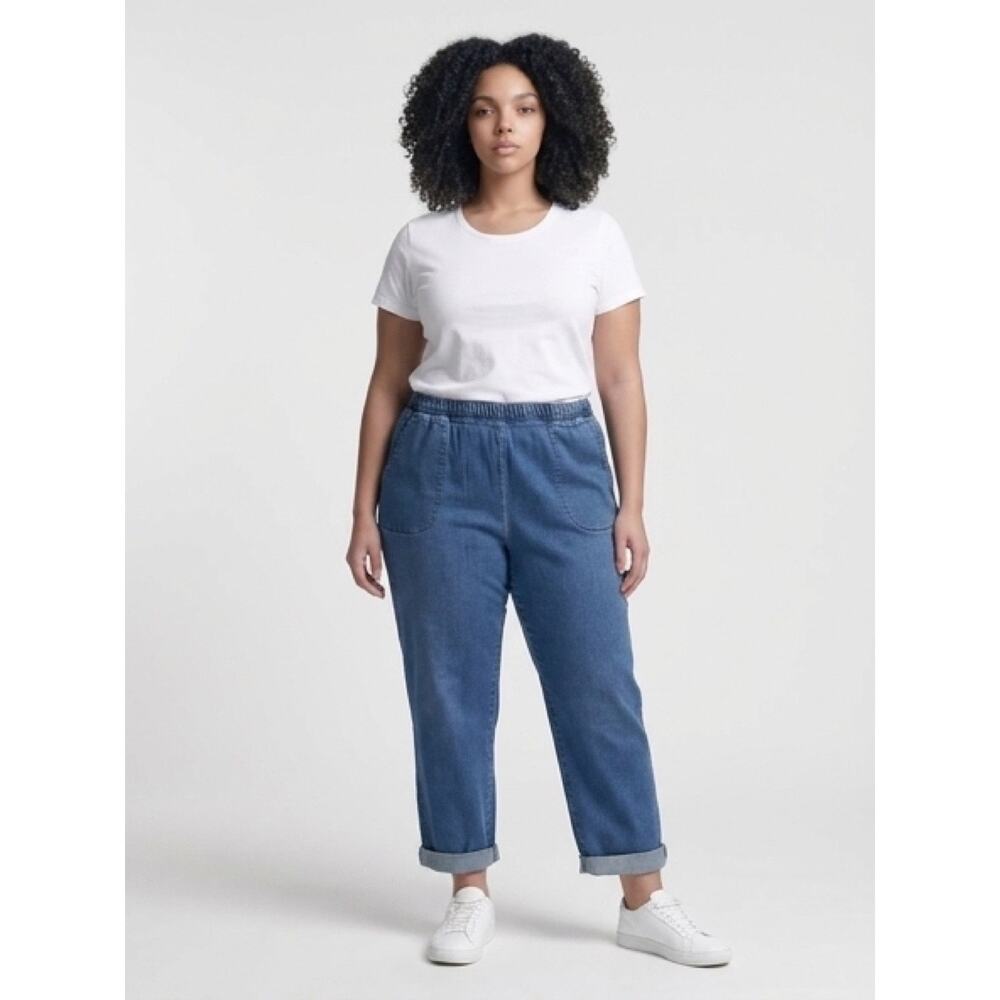Cotton denim pants, BLAIR brand, elastic waist pull-on style 2X
